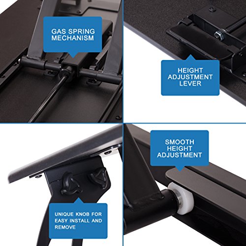 Height Adjustable Standing Desk, 32" Sit to Stand Gas Spring Riser Tabletop Workstation, Fits Dual Monitor with Keyboard Tray by Vanswe (black)
