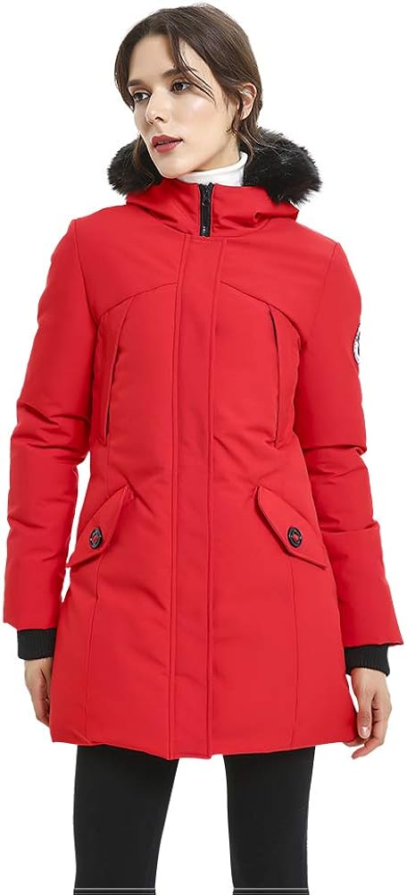 PUREMSX Women's Padded Jacket, Ladies Long Thicken Parka Faux Fur Down Alternative Winter Hooded Outwear Warm Overcoat XS-XXL: Clothing