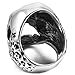 INBLUE Men's Stainless Steel Ring Silver Tone Black Skull