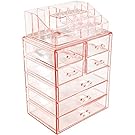 Sorbus Acrylic Cosmetic Makeup and Jewelry Storage Case Display, Pink
