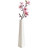 White Ceramic Bud Vase Tall Conic Flower Single Stem Vase Triangle Vase Home Decorative Floral Centerpiece for Wedding and Office