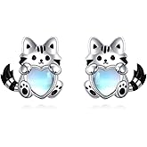 Cat/Guinea Pig Earrings for Women 925 Sterling Silver Cute Animal Stud Earrings Jewelry Gifts for Teens Moonstone Earrings for Animal Lovers