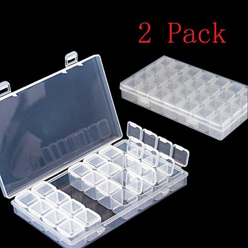 2 Packs 28 Grids Diamond Embroidery Box Diamond Painting Nail Accessory Storage Box For DIY Art Craft