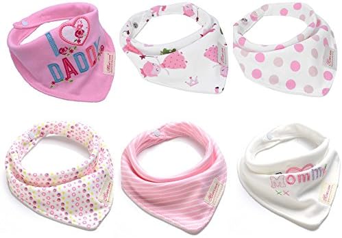 Baby Bandana Drool Bibs 6 Packs Super Absorbent Cotton Bibs with Snaps Baby Gift Set for Girls
