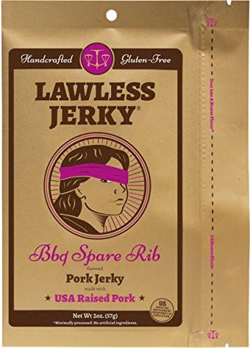 Lawless Craft Jerky Bbq Pork Spare Rib 2 Ounce Pouch, (Pack of 4)
