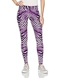 Zubaz Unisex Casual Printed Athletic Lounge Leggings, Black/Neon Purple, M
