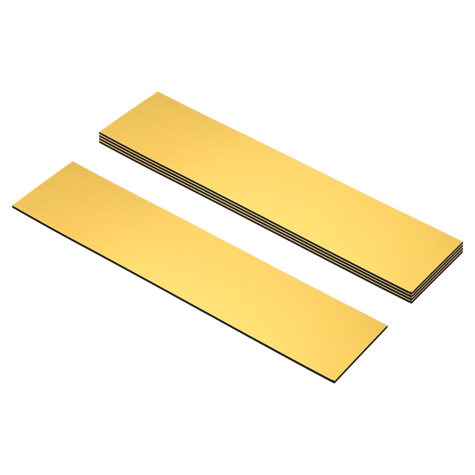 PATIKIL 8x2inch Blank Name Plates, 5Pcs Custom Engraved Name Plate Rectangle Laser Engraving Blanks for Personalized Office Desk DIY Painting Supplies, Brushed Gold, Black