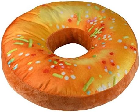 LILICAT Cute Pillow, New style Doughnut Shaped Ring Plush Soft Novelty Style Cushion Pillow Decoration Multicolor Throw Pillow Plush Play Toy Doll For Office Chair Car Seat (Orange, Size: 38X38X7.5)