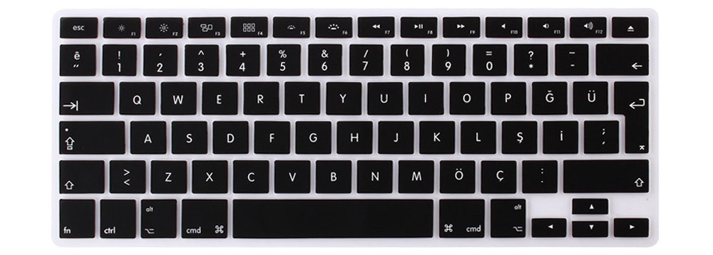 MMDW EU Turkish Language Silicone Keyboard Cover for Macbook Pro 13 Inch 15 Inch (with or without Retina Display,2015 or Older Version) for Macbook Air 13 Inch