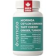 ALL-IN-ONE Moringa 8000 mg with Ceylon Cinnamon 4000 mg, Tart Cherry, Turmeric, Ginger & Garlic (Per Serving: 2 Capsules) – A
