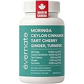 ALL-IN-ONE Moringa 8000 mg with Ceylon Cinnamon 4000 mg, Tart Cherry, Turmeric, Ginger & Garlic (Per Serving: 2 Capsules) – A