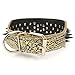 Berry Pet 3 Inch Width Bronze Sharp Spiked Studded Leather Dog Collar for Training,Sports,Walking,Travel,Dog Show,Heavy Duty,Medium Dogs,Pitbull,Labrador,Boxer,Neck for 19-22