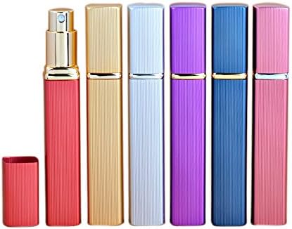 Jaywayne 6PC Metalic Perfume Atomizer Bottles, Refillable Travel Size Perfume Bottles Fragrance Refilable Sprayer for Travel Purse(12ML)