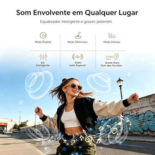 YARUIKE Óculos Inteligentes X01, equipado com câmera de 8MP, tradução em tempo real, Bluetooth 5.3, gravação em 1200P, estabilização de 6 eixos, reprodução de música e função de chamadas (Branco)