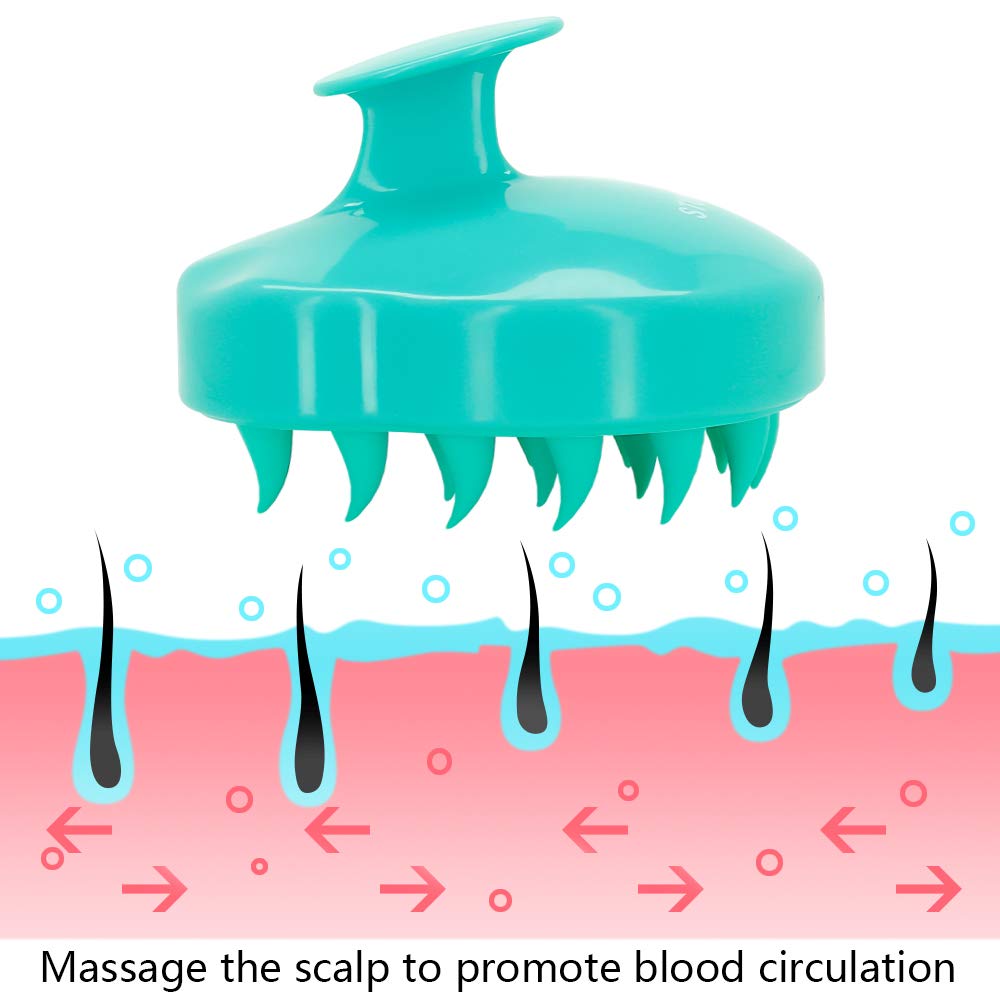 Wet Dry Hair Massager, STURME Shampoo Brush for People and Pets, Shampoo Scrubbing, Silicon Brush(Green)