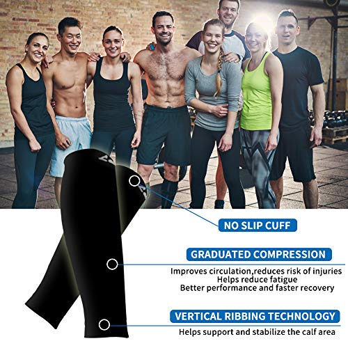 BLUETREE Calf Compression Sleeves Men & Women- Best Footless Compression Socks Shin Splints, Running, Leg Pain, Nurses & Maternity Pregnancy - Increase Blood Circulation(Black-S/M) - Thumbnail 4