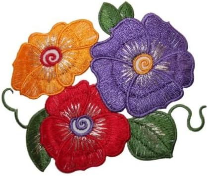 ID 6834 Multi Color Hibiscus Flower Patch Tropical Embroidered Iron On Applique for Accessories - Bags/Purses, Apparel - Coat/Jacket, Apparel - Jeans/Pants, Children, Crafts by SayrusPlay