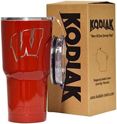 Kodiak Coolers Wisconsin Badgers 30 oz (Red) NCAA Engraved Vacuum Insulated Tumbler Two Lids - Stainless Steel Double Wall - Thermal Coffee Travel Cup Rambler Mug – Compare Yeti - Ice Over 24 Hours