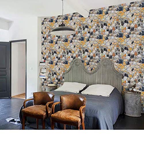 Yancorp 10ft Brown Brick Wallpaper Peel and Stick Wallpaper Self