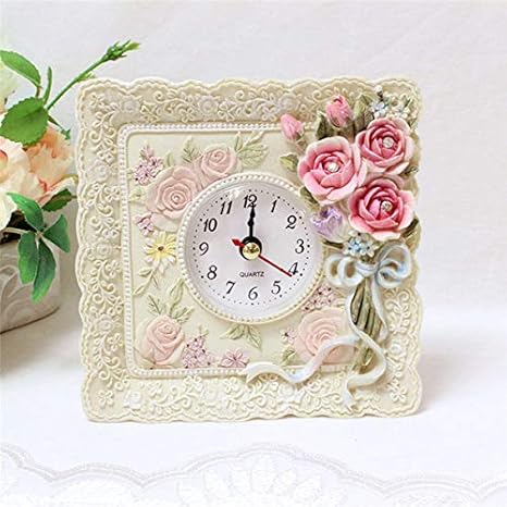 Amazon Co Jp 置時計 おしゃれ 北欧 アンティーク クリーム 薔薇雑貨 母の日ギフト ホーム キッチン