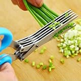 Multifunctionn Kitchen Knives Stainless Steel Scissor 5 Layers Spices Chopped Onion Cut Paper Shredder Scissors Tool Random Color