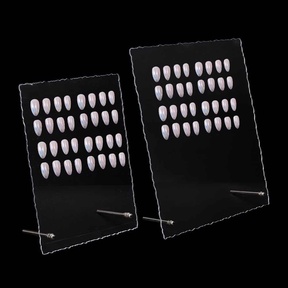 DELORIGIN 2pcs Nail Art Display Board Acrylic Nail Art Organiser Nail Tip Exhibition Clear Removable Holder Nail Practice Board Fingernail Display Rack Stand for Nail Art Design Display Manicure
