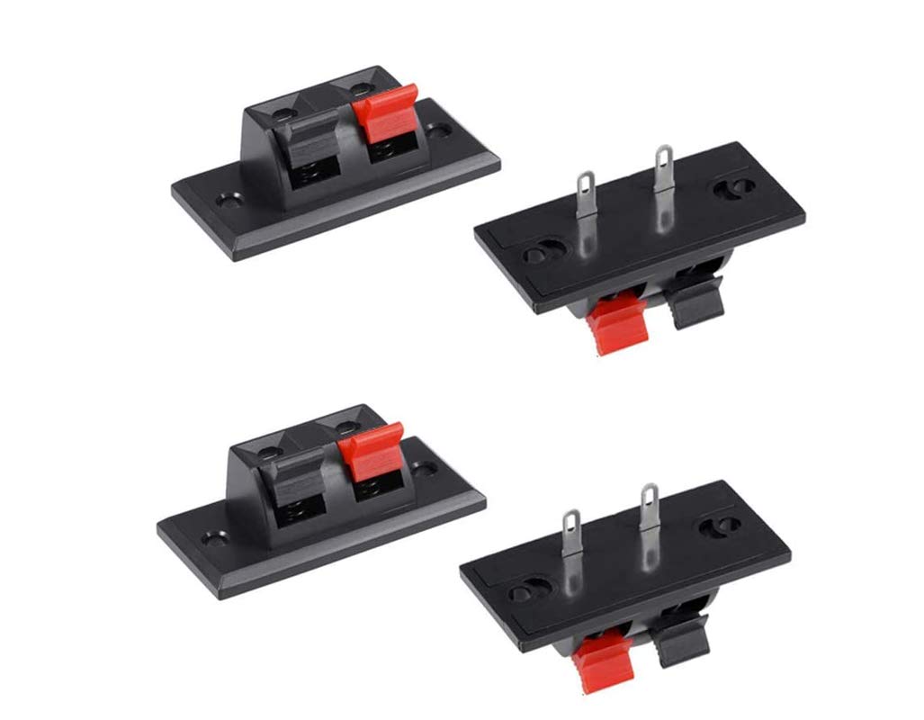 Aofan 2 Way Stereo Speaker Loudspeaker Push Button Connector Terminal Strip Block Spring Clips Jointing Clamp Test Clip Push Release Connector 4-Pack