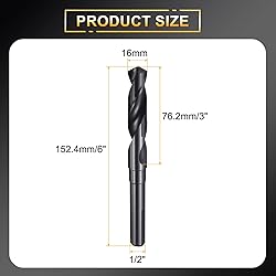 HARFINGTON 16mm Drill Bit 1/2" Reduced Shank 3-Flat