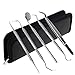 HJZ Dental Hygiene Kit - 5 Piece Stainless Steel Dentist Tools - Anti-Fog Mirror, Dental Scaler, Tarter Scraper, Dental Pick, Dental Tweezers for Calculus & Tartar Removal, Gum Health, Teeth Cleaning