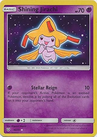 Amazon Com Shining Jirachi 42 73 Holo Rare Sun Moon Shining Legends Toys Games