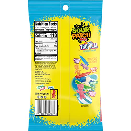 SOUR PATCH KIDS TROPICAL SOFT & CHEWY CANDY, 8 OZ