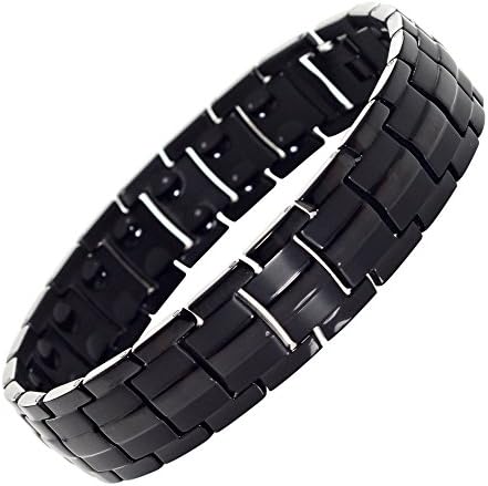 Titanium Magnetic Bracelet Double Strength - Natural Pain Relief Therapy by Mind n Body (Black)