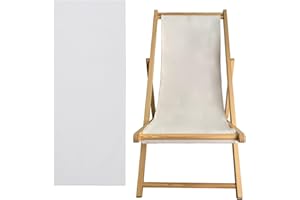 TBACW Patio Lounge Chair Replacement Canvas 47" L x 17" W - Beach Sling Chair Fabric, Indoor Outdoor Use - No Wooden Frame (White)