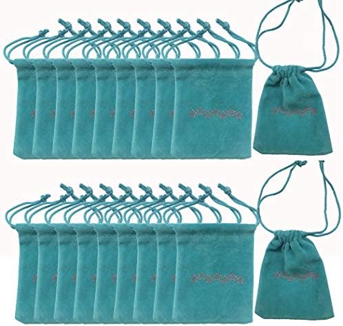20pcs Velvet Drawstring Bags Jewelry Bags Pouches Small Candy Gift Bags Christmas Party Wedding Gift Bags (Green)