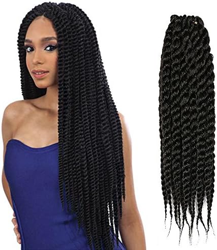 NEWFB Synthetic Hair Crochet Braids 18" 2X Big Senegalese Twist (Havana Mambo Twist Style)（6-Pack) (18inch, #1b)