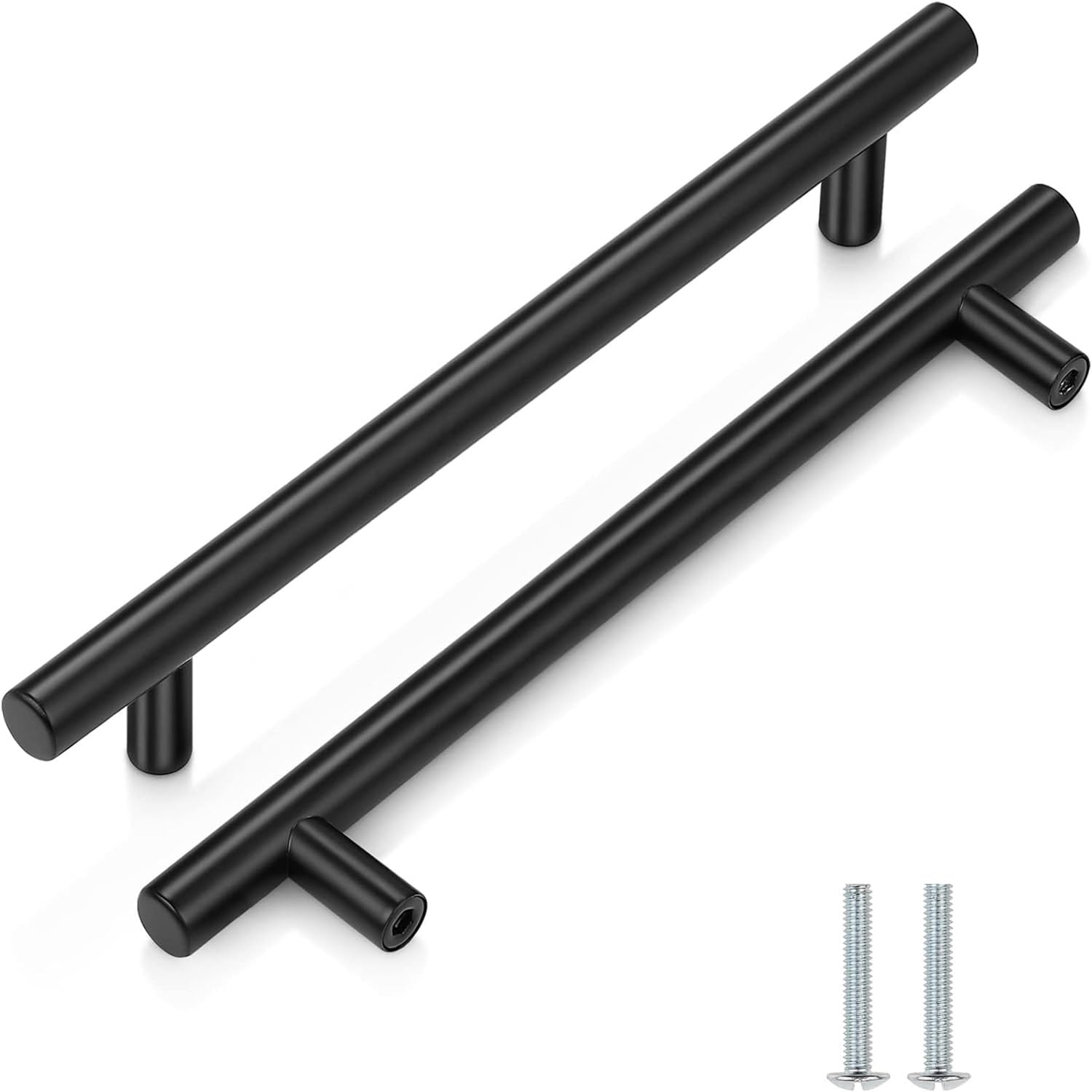2 Pack Kitchen Cupboard Handles Stainless Steel Kitchen Door Handles Brushed Cabinet Handles Wardrobe Drawer (2 Pack Black, Hole Centre 160mm) — image 1
