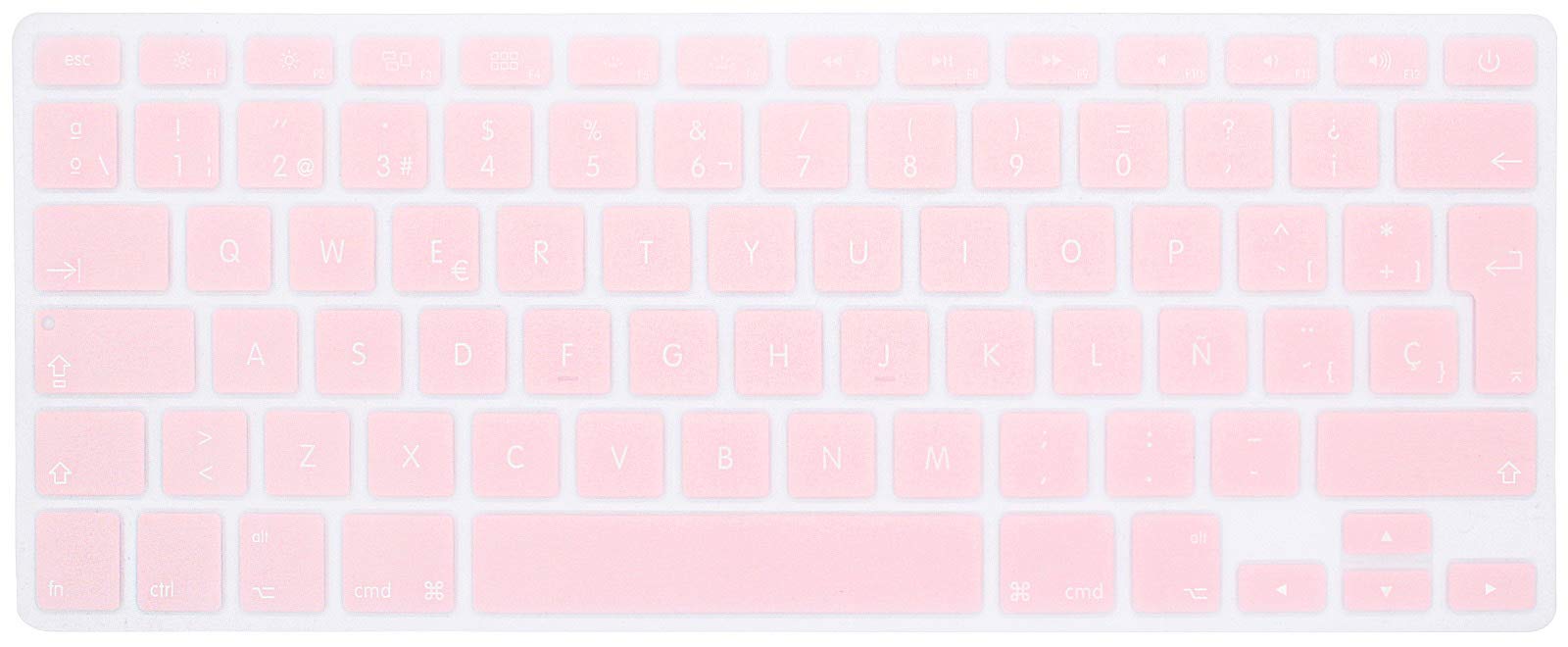 MMDW EU/UK Spanish Language Keyboard Cover for Macbook Pro 13,15 Inch (with or without Retina Display,2015 or Older Version)for Macbook Old Air 13 Inch European/ISO Keyboard Layout Silicone Skin-Pink