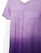 Lock and Love WT1085 Womens Dip Dye V Neck Short Sleeve Pleats Tunic Top L PURPLE