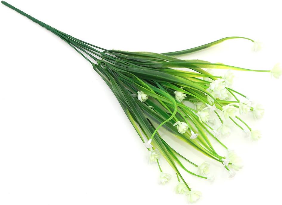 Shiwaki 5Pcs Artificial plant 7-prong spring grass gypsophila bouquet decoration for Indoor Outside Hanging Planter Wedding Farmhouse Decor(White) - Image 5