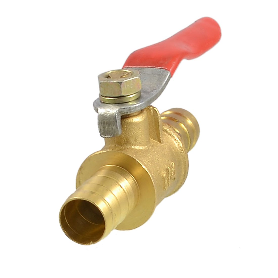 Sourcingmap Ball Valve Shut-Off Valve, 3/8" Hose Barb to 3/8" Hose Barb, Hose Pipe Tube Fittings, 180 Degree Operation Handle, Metal Valve, Pack of 1