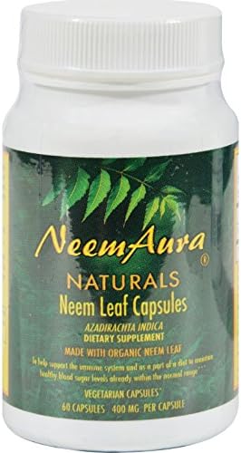 Neem Aura Organic Neem Leaf - 60 Vegetarian Capsules (Pack of 2)