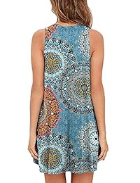 Timemory Vestido de verano para mujer, con estampado floral, informal, con camiseta, plisado
