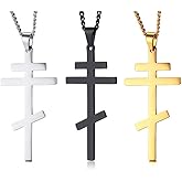 Men's Orthodox Cross Pendant Necklace - Trendy Religious Cross Chain,Hypoallergenic Waterproof Stainless Steel Christian Long Necklaces,Non Tarnish Byzantine Cross Symbol Pendants Necklace for Him
