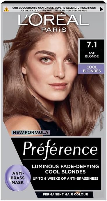 L'Oreal Paris Preference Hair Dye 7.1 Ash Blonde Luminous Permanent