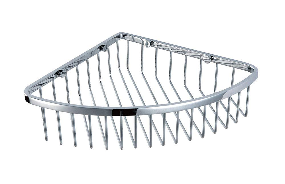 SANLIV Corner Shower Caddy Basket,Shower Wall Shampoo Shelf Soap Holder,Full Brass Wire Basket for Inside Shower Storage and Bathtub Organizer in Polished Chrome