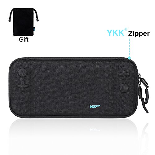 Ultra Slim Carrying Case for Nintendo Switch, VUP Switch Hard Cover Portable Protective Travel Shell for Nintendo Switch Console & Accessories with 8 Game Cartridges and an Accessories Pouch, Black