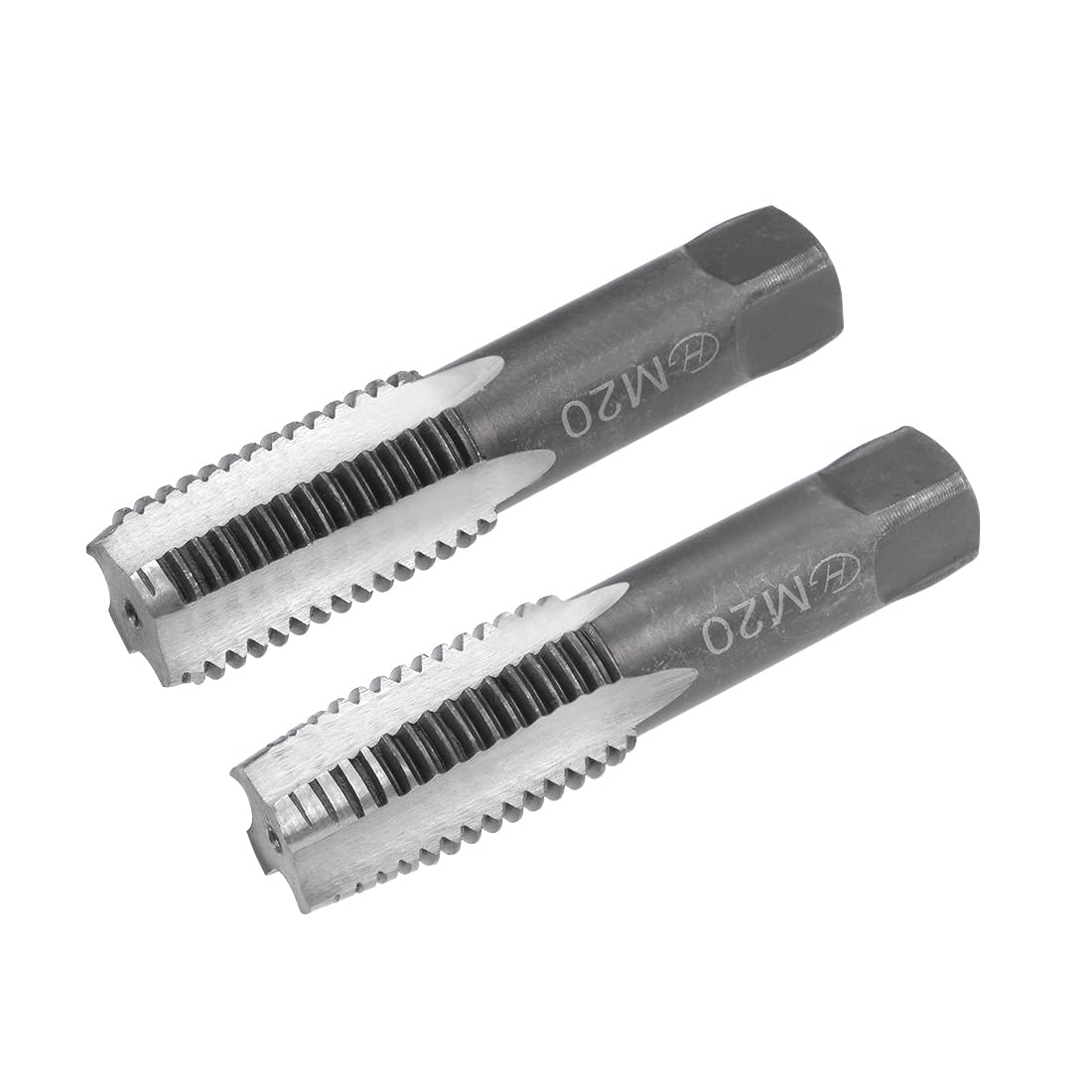 sourcing map Metric Hand Tap M20 Thread 2.5 Pitch 4 Straight Flutes H2 Alloy Tool Steel Bottom & Taper Screw Tap Set Tapping Tools for Repairing 1 Pair