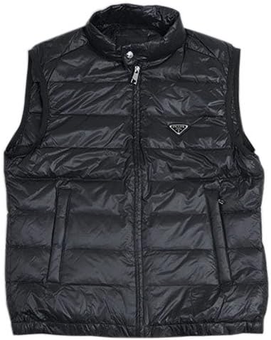 Amazon アウトレット品 プラダ ダウンベスト Prada メンズ ジップアップ ポーチ付き Nero ナイロン ネロ ブラック Sga4 サイズ50 並行輸入品 シューズ バッグ