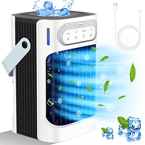 XTTANK 800ml Mobile Air Conditioner, 4 in 1 120° Oscillation Air Cooler, Portable Air Cooler with 7 Colors Night Light, 3 Speed, 2-8H Timer, Mini Air Conditioner for Home/Office