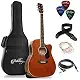 Ashthorpe Full-Size Dreadnought Cutaway Acoustic-Electric Guitar Bundle - Premium Tonewoods - Blue